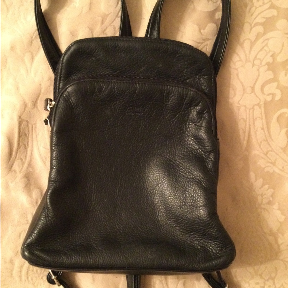 Black leather Veneto mini backpack purse